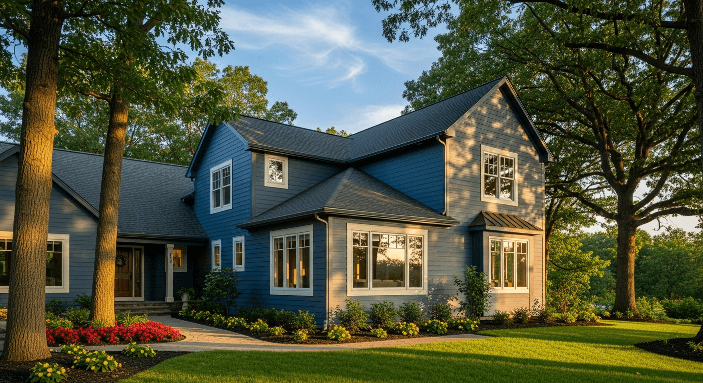 Exterior of a finished home addition blending with the original house